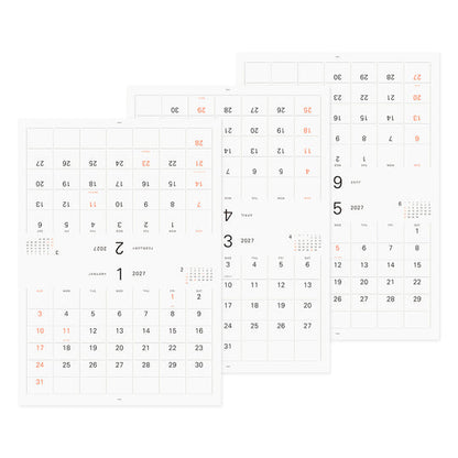 Midori MD Wall Calendar/ w Brass Hanger  Refill 2027