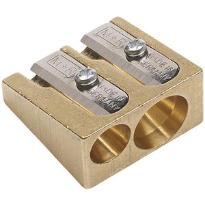 M+R VERTEX, brass sharpener, double, wedge design