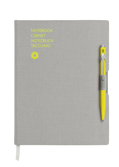 Caran D"Ache 849 BP Yellow & Notebook Office A5 Lined Grey
