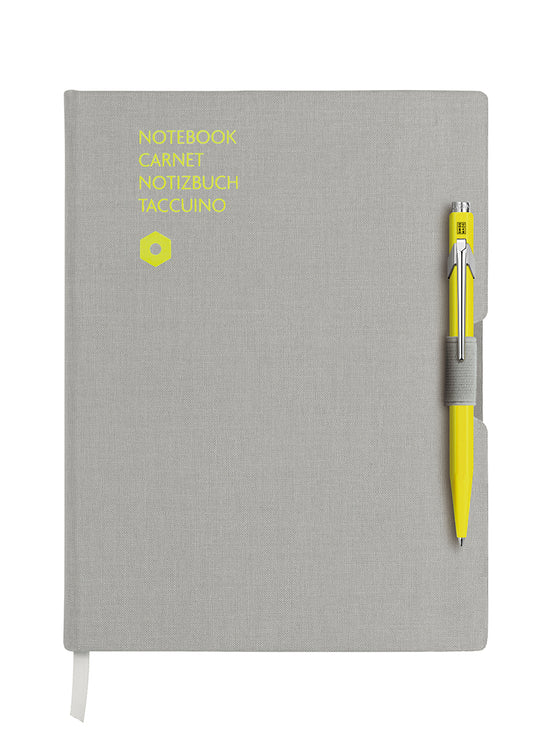 Caran D"Ache 849 BP Yellow & Notebook Office A5 Lined Grey