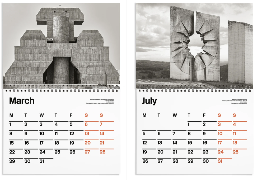Blue Crow Media Brutalist Calendar 2027