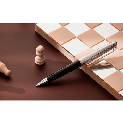 Caran D’Ache Leman Damier Ballpoint Pen with Leather Holder (C)