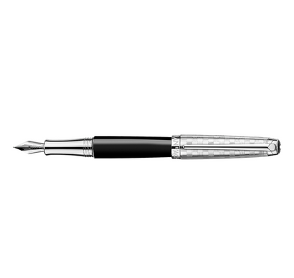 Caran D’Ache Leman Damier Fountain Pen F with Leather Holder (C)