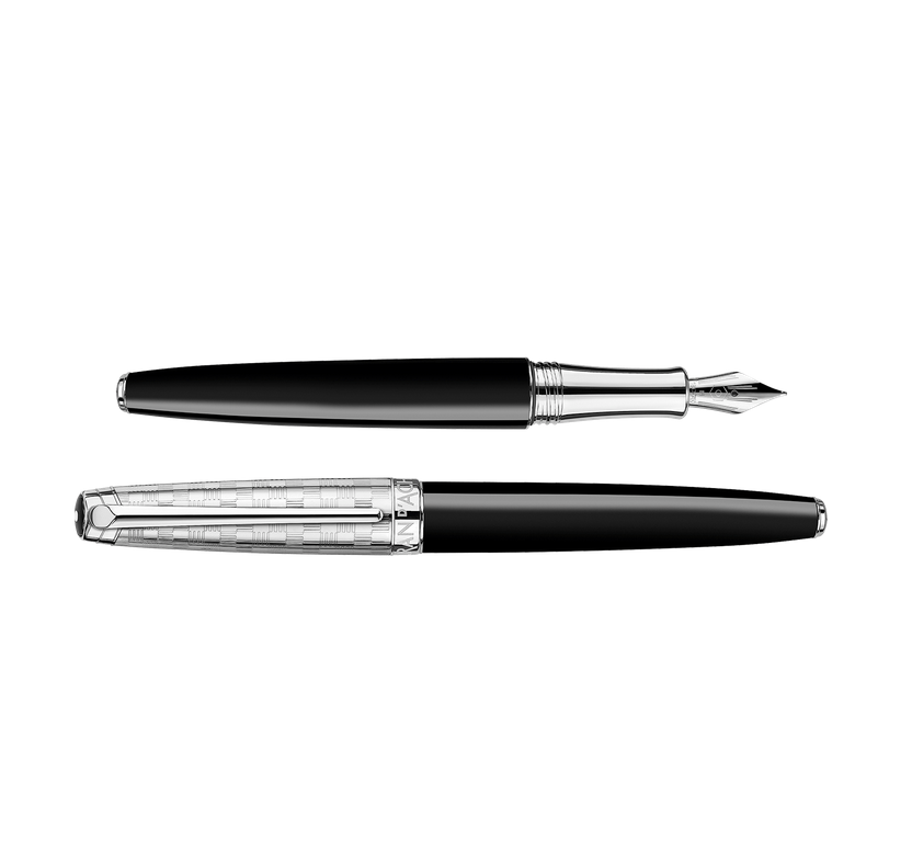 Caran D’Ache Leman Damier Fountain Pen F with Leather Holder (C)