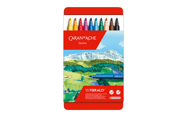 Caran D'Ache FIBRALO Water-Soluble Fibre pens, box of 10