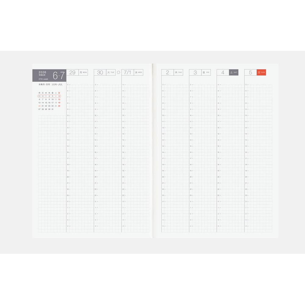Hobonichi Techo 2026 Japanese Day-Free Book [A5 size/Monthly/Jan start/Mon start]