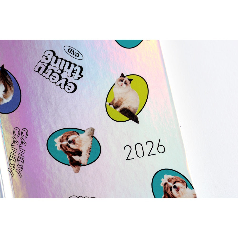 Hobonichi Planner Weeks 2026 ENG Candy Stripper: Random Dog & Cat (Aurora)