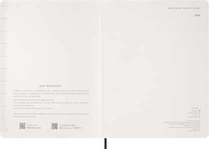 Moleskine 2026 15 Months Weekly Vertical Notebook/Planner Soft Cover Black B5