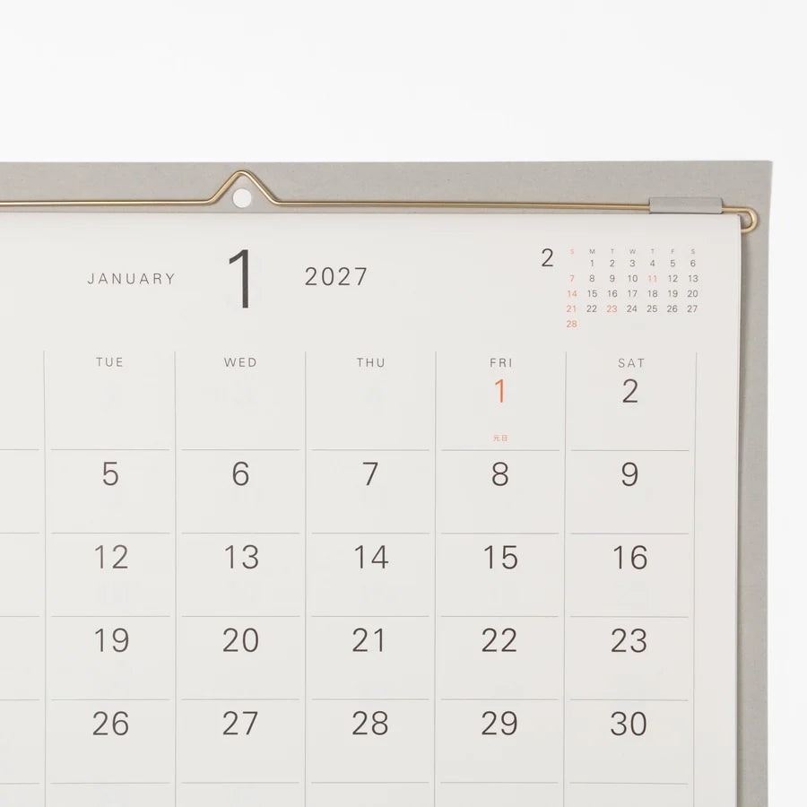 Midori MD Wall Calendar/ w Brass Hanger 2027