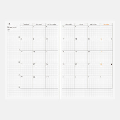 Hobonichi Techo 2027 English Planner Book [A6 size/Daily/Jan start/Mon start]