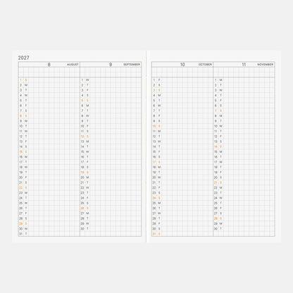 Hobonichi Techo 2027 English Planner Book [A6 size/Daily/Jan start/Mon start]