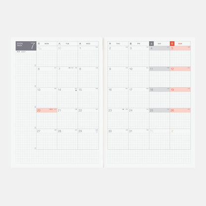 Hobonichi Techo 2026 Japanese Cousin Avec Books [A5 size/Daily 6-month x 2 book set/Jan start/Mon start]