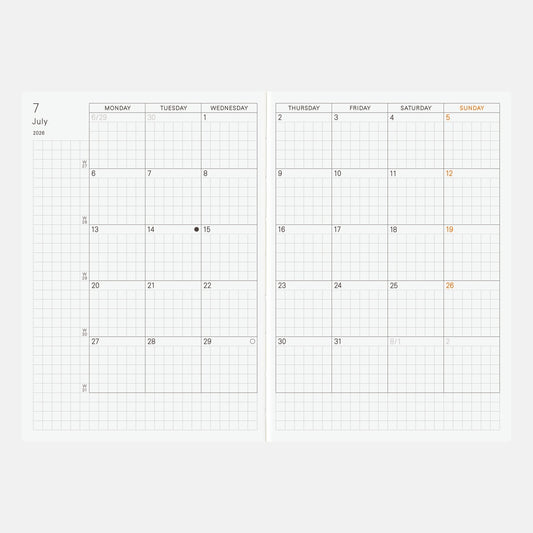 Hobonichi Techo 2026 English Planner Book [A6 size/Daily/Jan start/Mon start]