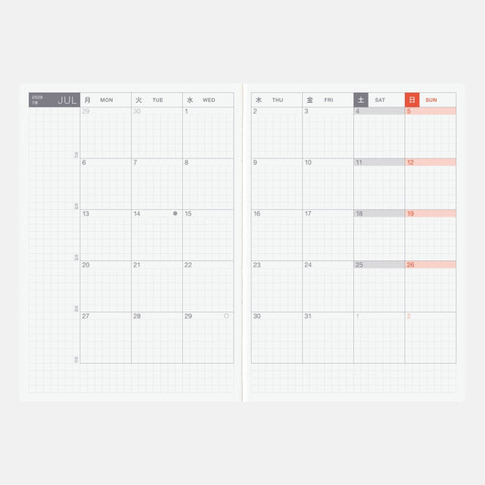 Hobonichi Techo 2026 English A6 Original Book [Jan start/Mon start]
