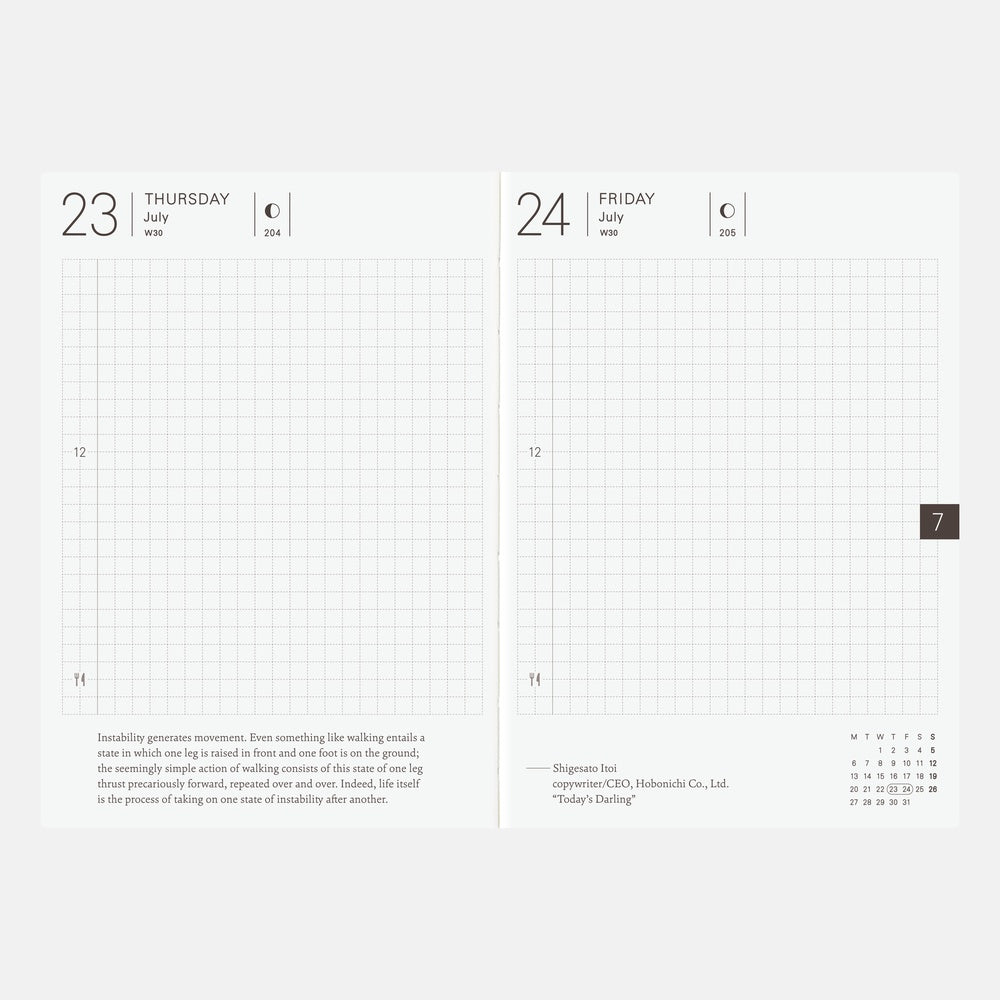 Hobonichi Techo 2026 English Planner Book [A6 size/Daily/Jan start/Mon start]