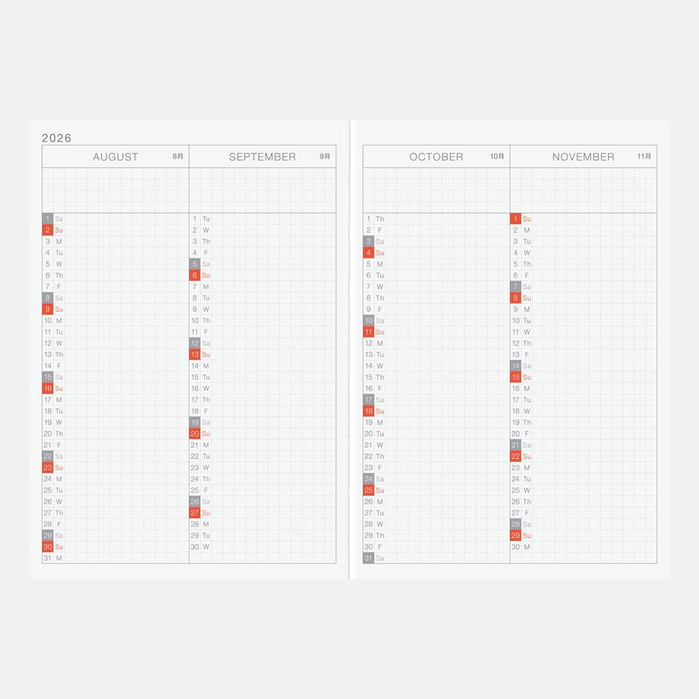 Hobonichi Techo 2026 English A6 Original Book [Jan start/Mon start]
