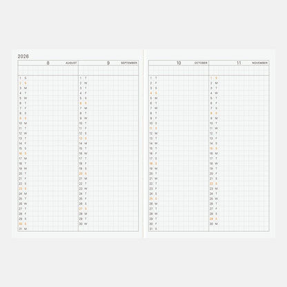 Hobonichi Techo 2026 English Planner Book [A6 size/Daily/Jan start/Mon start]