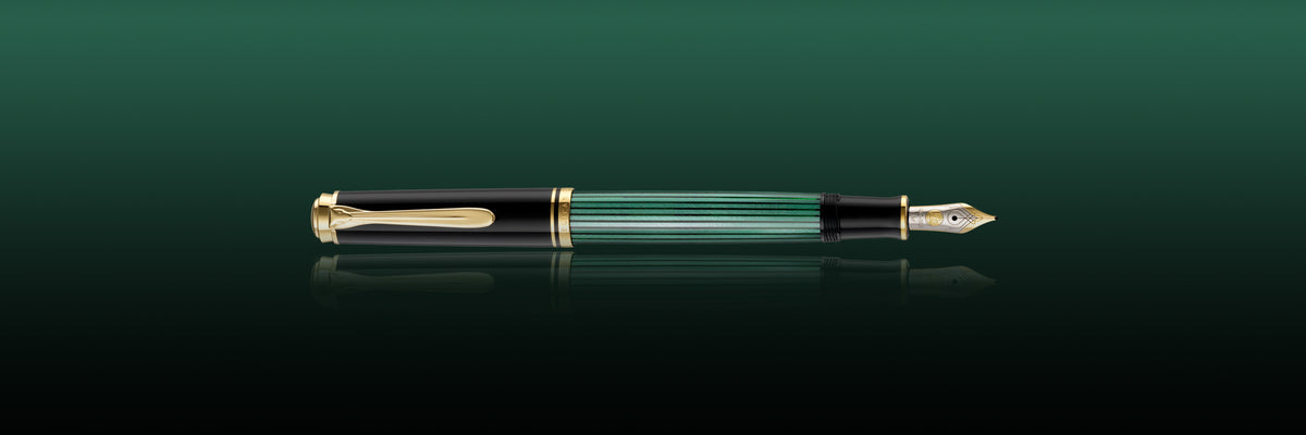 Pelikan Souveran Fountain Pen M400 Black/Green 14KT F