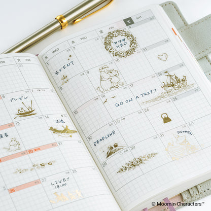 Hobonichi Moomin: Foil-Stamped Clear Stickers (Adventure Log)