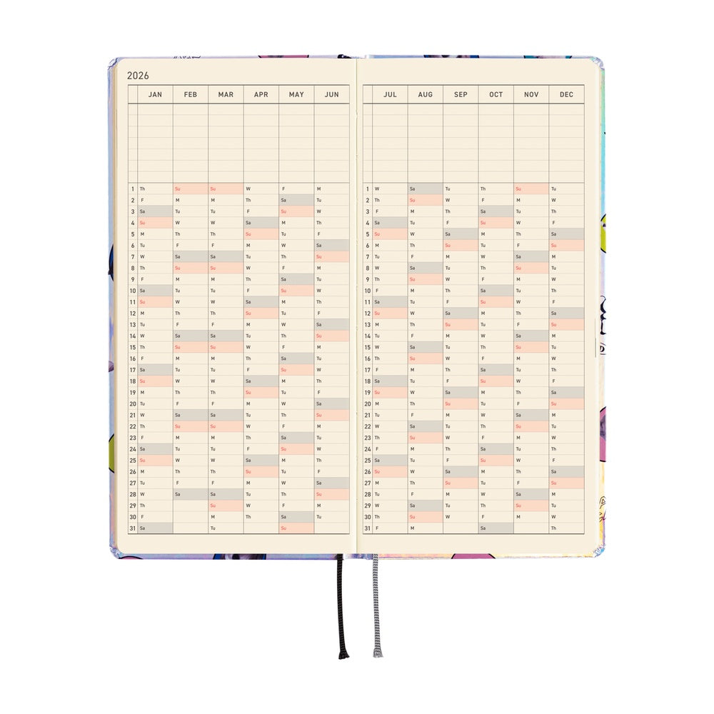 Hobonichi Planner Weeks 2026 ENG Candy Stripper: Random Dog & Cat (Aurora)