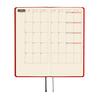 Hobonichi 2027 Planner Weeks MEGA ENG Colors: Poppy Red