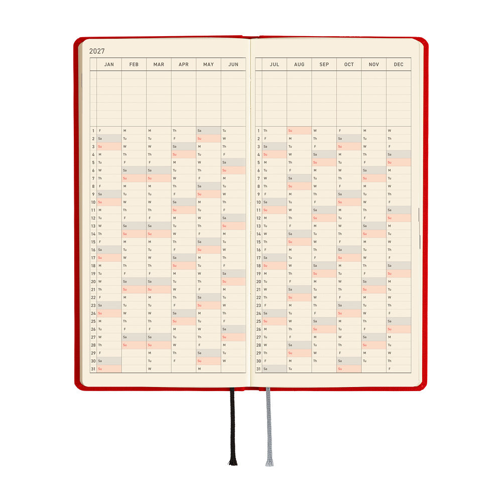 Hobonichi 2027 Planner Weeks MEGA ENG Colors: Poppy Red