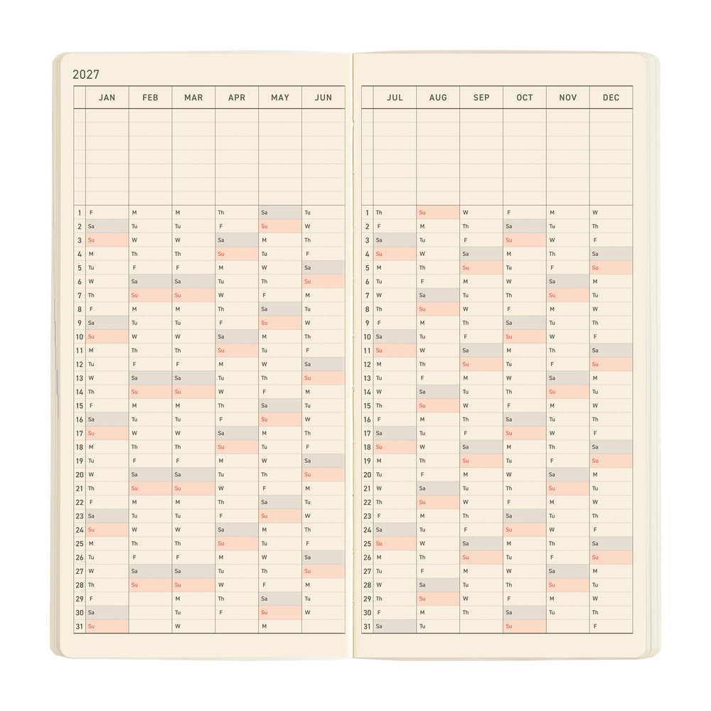 Hobonichi 2027 Planner Weeks MEGA ENG Sneaker: Mandarin Orange