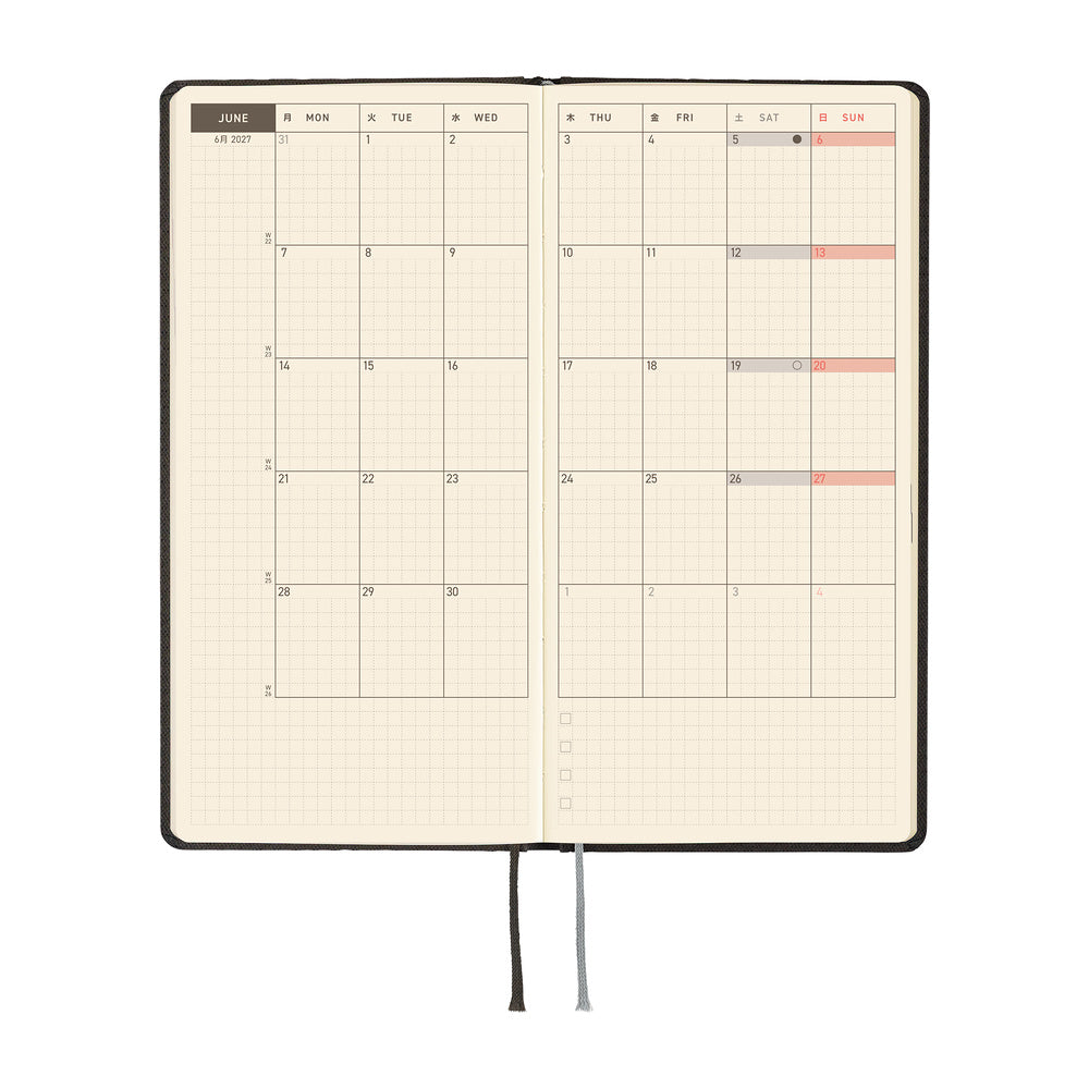 Hobonichi 2027 Planner Weeks ENG Paper Series: Black Argyle