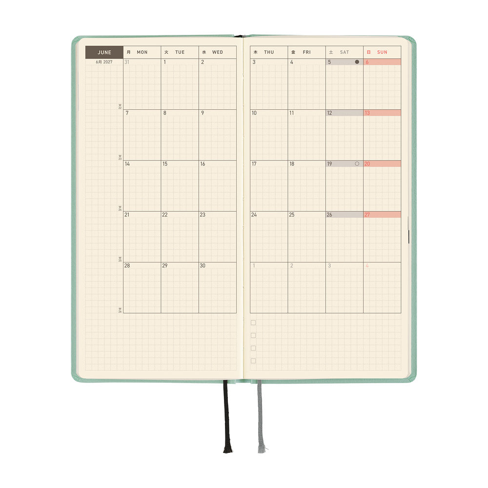 Hobonichi 2027 Planner Weeks ENG Paper Series: Frosty Jade