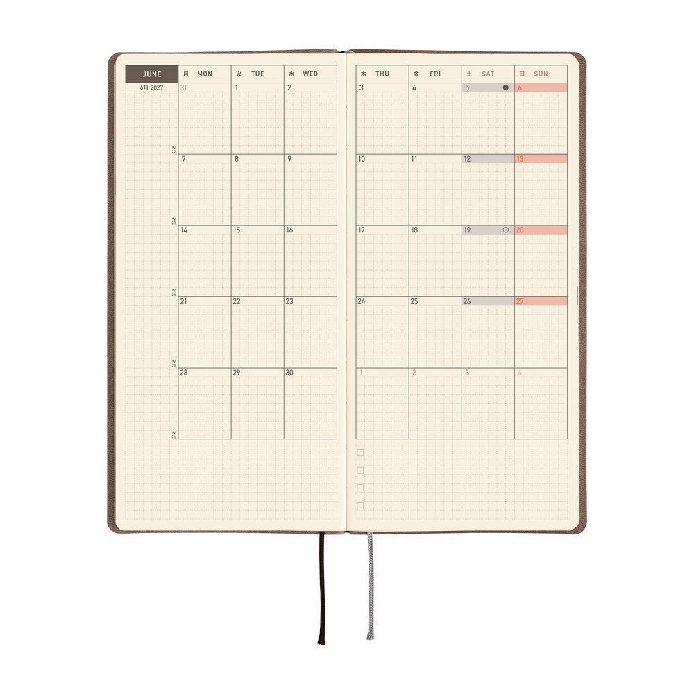 Hobonichi 2027 Planner Weeks ENG Smooth: Café au Lait