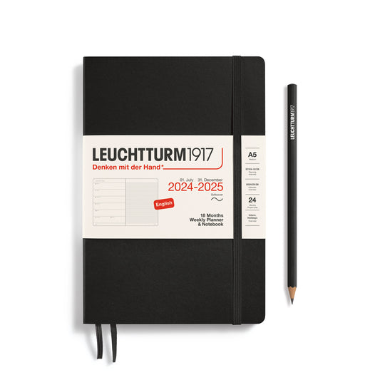 Leuchtturm 2025-2026 18M Weekly Planner & Notebook A5 Softcover Black