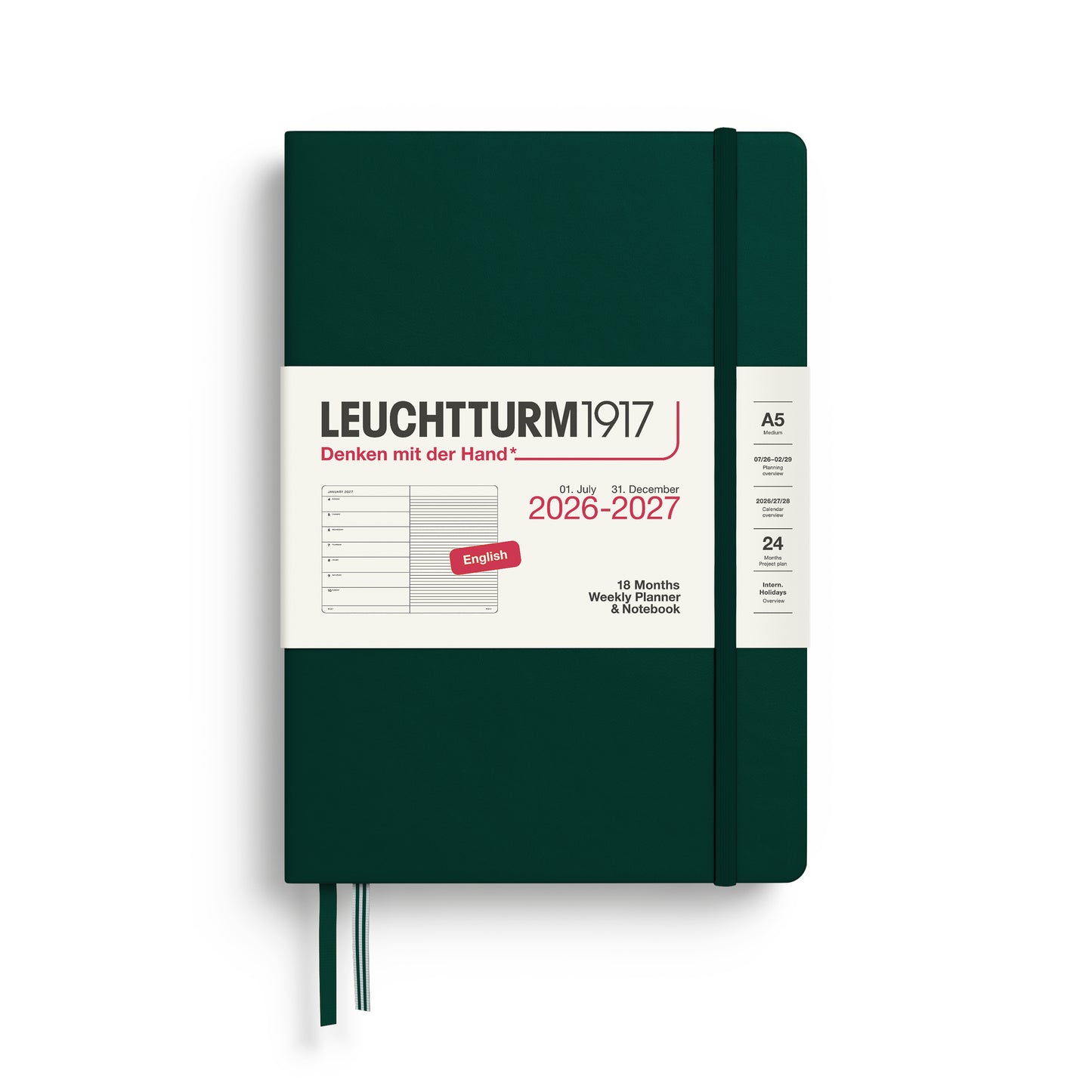 Leuchtturm 2026-2027 18M Weekly Planner & Notebook A5 Hardcover