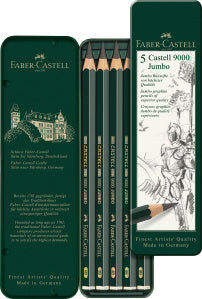 Faber-Castell 9000 Jumbo Pencil Set, Tin of 5