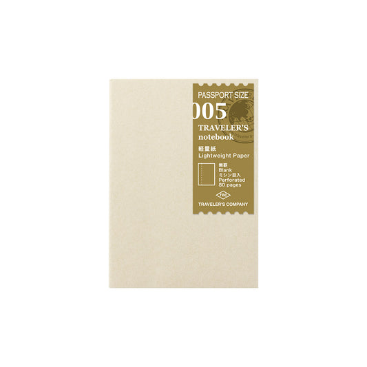 005 TRAVELER'S Passport notebook Refill Lightweight Blank Paper