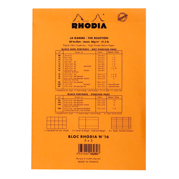 Rhodia Pad No16 A5 Grid Yellow
