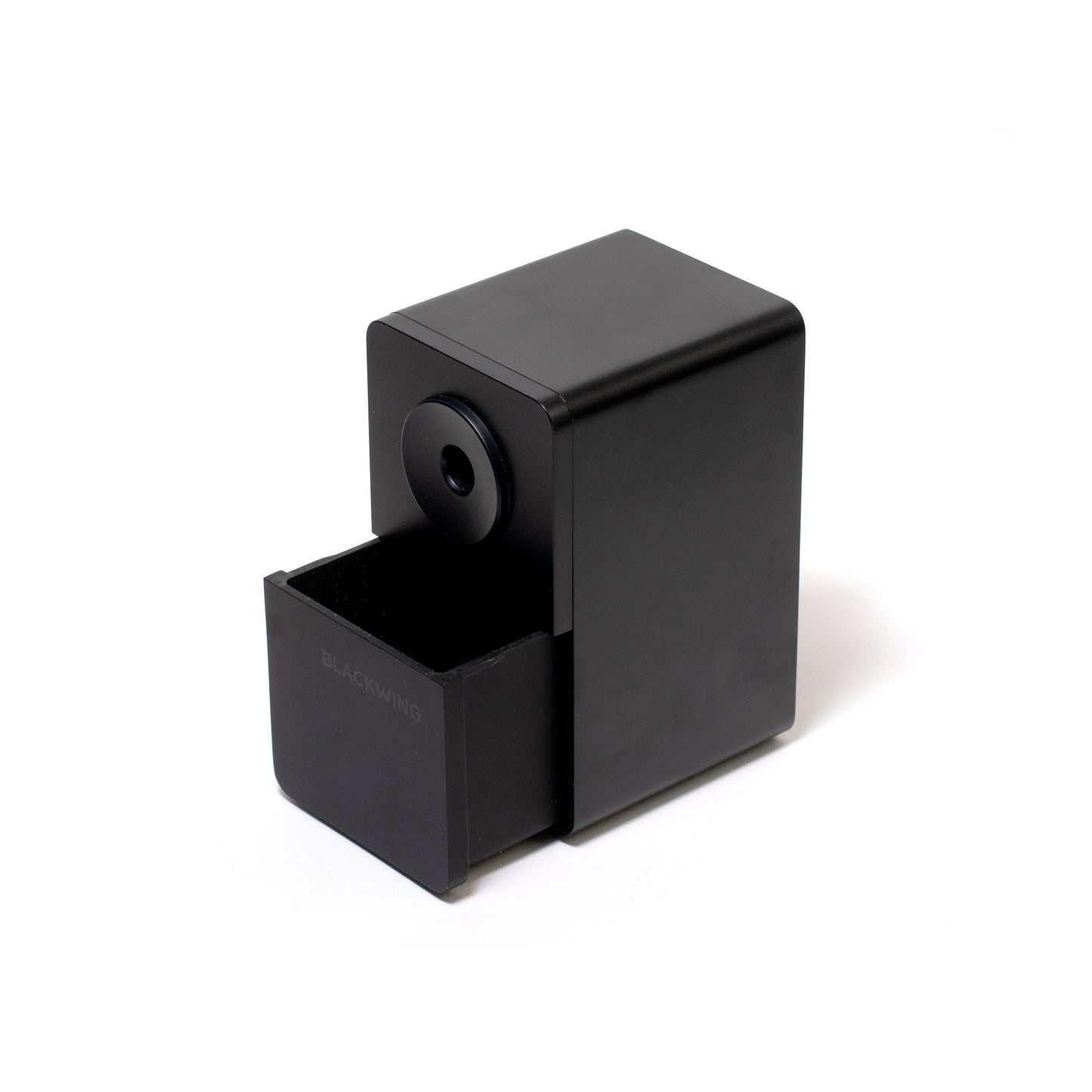 Blackwing Desktop Matte black metal Sharpener w/automatic sharpening brake.