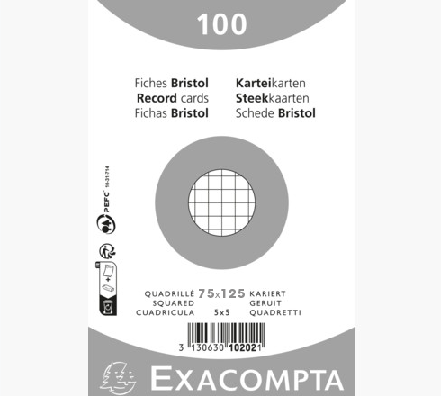 Exacompta Bristol Cards 200G Grid 75x125