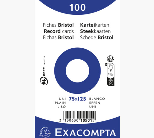 Exacompta Bristol Cards 200G Blank 75x125