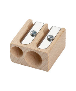 M+R wooden sharpener, double, block design, beech wood