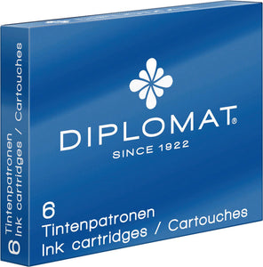 Diplomat Ink Cartridges Royal Blue 6/Pkg