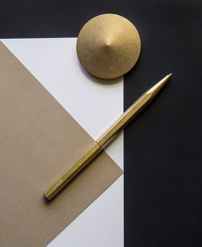 YSTUDIO Classic Revolve Ballpoint Pen Slim Brass